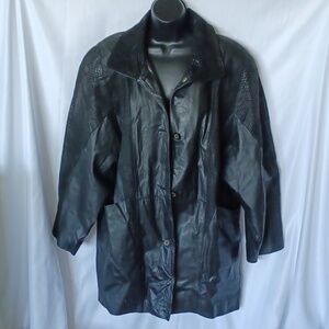 Jacqueline Ferrar Vintage Black Leather & Suede Jacket Coat Women’s Size L EUC
